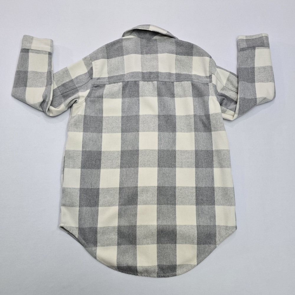 Old Navy Womens Grey White Buffalo Plaid Flannel Shacket Shirt Jacket Large - Picture 4 of 12